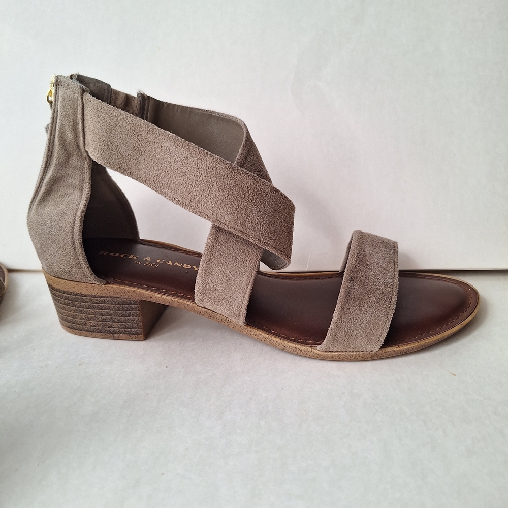 Rock & Candy Taupe Suede Sandals